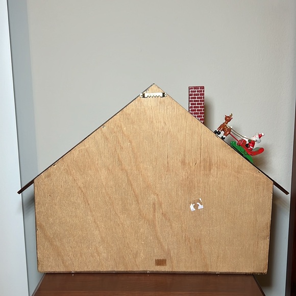 VTG Christmas Kitsch wooden festive doll house diorama figurine wall hanging - Picture 12 of 17
